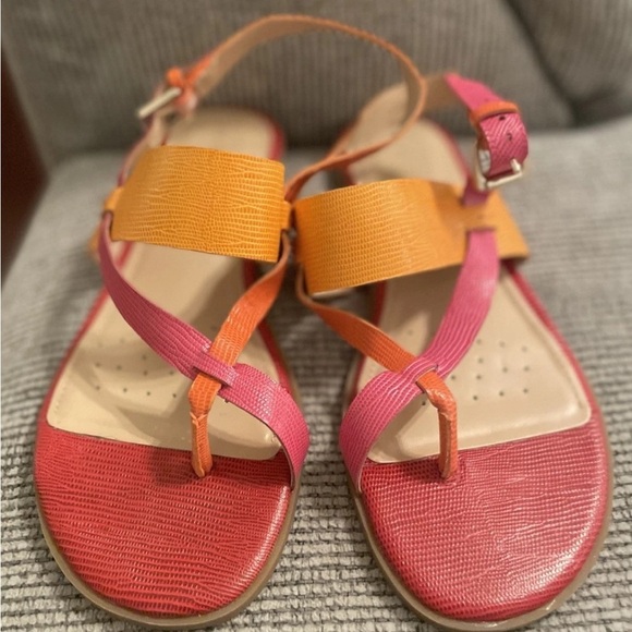 EVOLVE 24/7 Pink Red Orange Women’s 8 Thong Strappy Buckle Sandals shoes EVAVAH - Picture 14 of 14